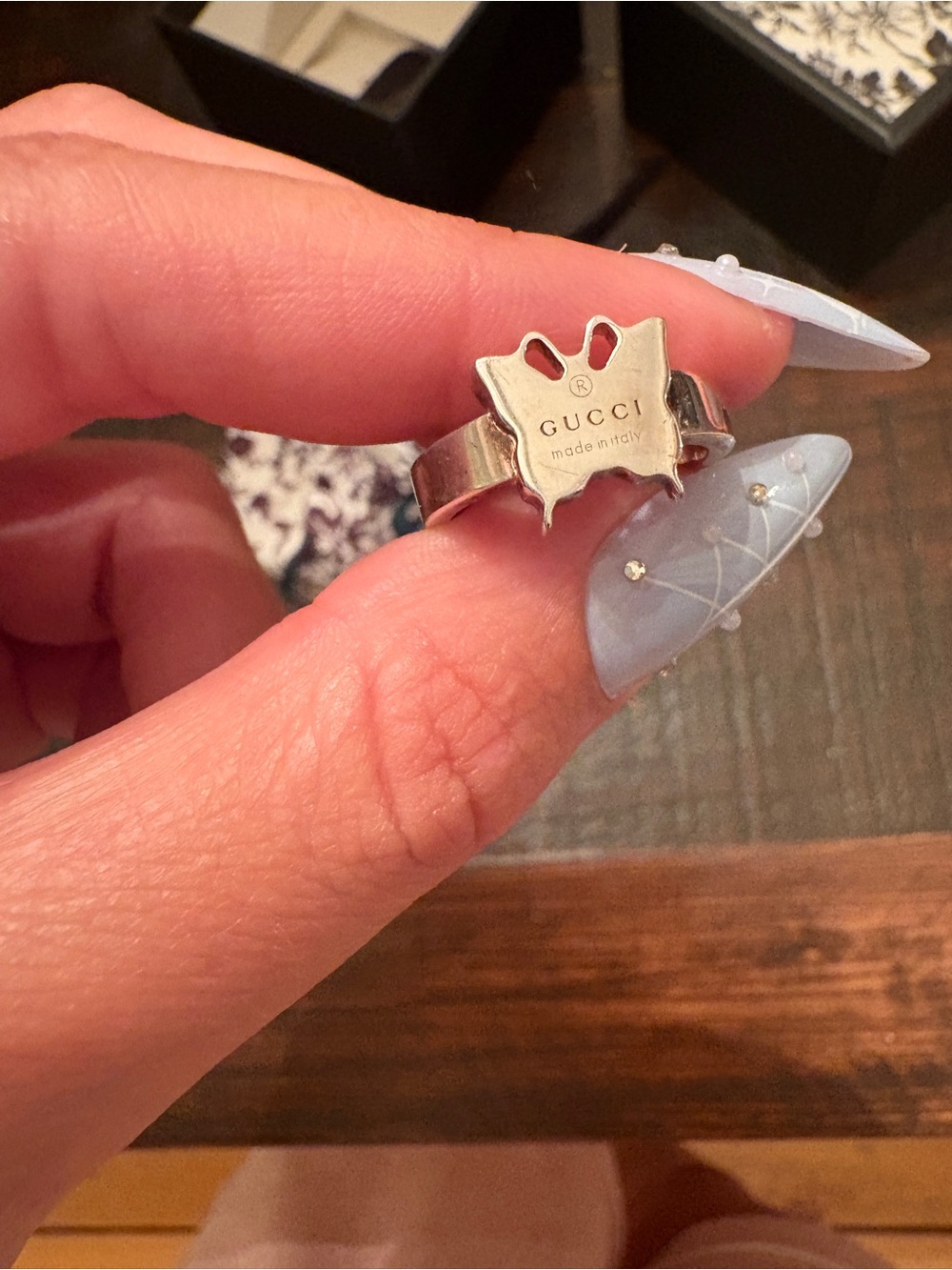 Gucci Sterling Silver Butterfly Ring US Sz 6/6.5 - Picture 2 of 12